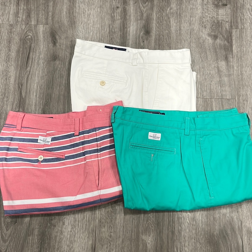 3 pairs of Vineyard Vines khaki shorts!